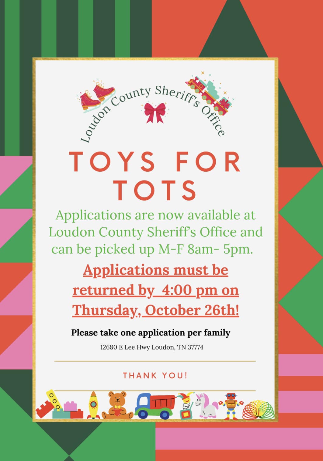 Toys for Tots application details